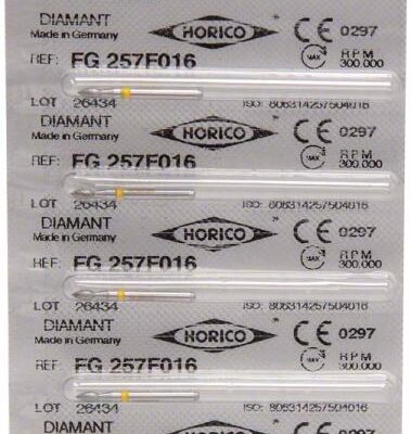 Fichero de productos odontológicos personalizados con marca HORICO para usos dentales, incluyendo detalles de referencia y lotes.