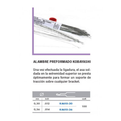 Alambre Preformado Kobayashi Metal 0,30 mm Tubo 100 uds Leone