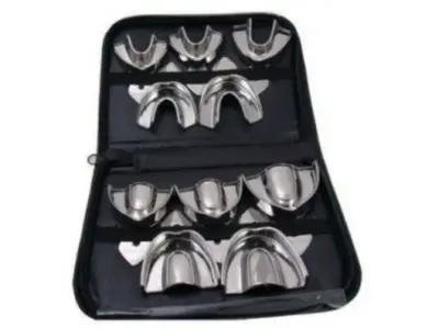 Cubetas Tipo Rimlock Acero, Lisas, Impresión Dental Estuche Set Completo 10u Dentaflux