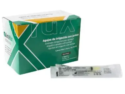Jeringa de Irrigación 3ml con Aguja Salida Lateral Caja 100 Uds DentaFlux