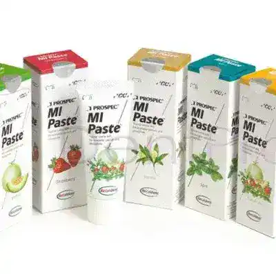 Barras de pasta MI Paste para tratamientos odontológicos personalizados, con diferentes sabores y funciones para mejorar la salud bucal.