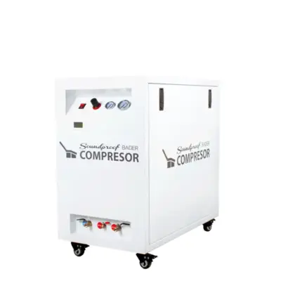 Compresor de Aire Insonorizado 50 L, 4 Cilindros Secador 1200W 2 Equipos Dentales Bader