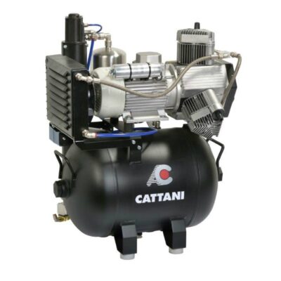 Compresor de aire odontológico CATTANI para clínicas dentales, ideal para suministro eficiente en tratamientos dentales y equipos odontológicos personalizados.