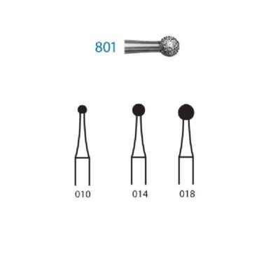 Fresa Diamante Clínica 801.313 FG Corto Bola Cirugía 5 uds Komet