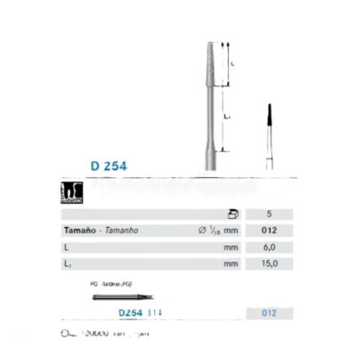 Fresa Diamante D254.314.012 Cónica FG Clínica Cirugía 5 uds Komet