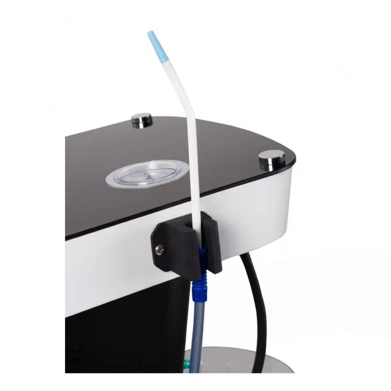 Consola odontológica personalizada para tratamiento dental, equipada con tubo de succión y sistema de aspiración para clínicas y consultorios dentales profesionales.
