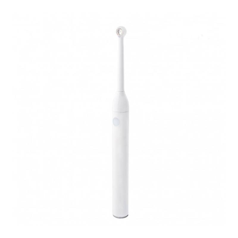 Borrador de limpieza dental eléctrico blanco, tecnología avanzada para higiene bucal personalizada en clínica dental.