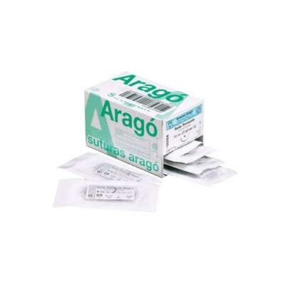 Sutura Seda TC-14 No Absorbible Aguja 1/2 Círculo Triangular 22mm Hebra 75cm Negra 12u Aragó