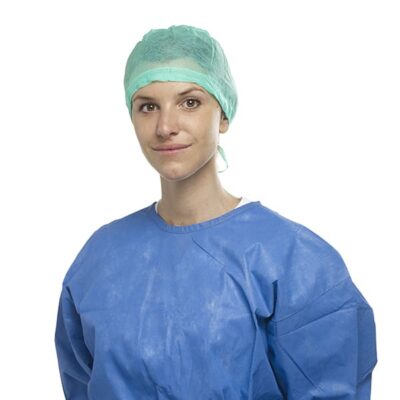 GORRO VERDE LAZO POSTERIOR REGULABLE 100u.