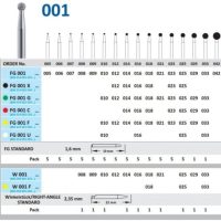 FG 001 ultra filos de precisión para odontología, personalizables según necesidad, ideales para restauraciones y tratamientos dentales, disponibles en diferentes colores y medidas.