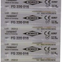 Etiquetas de productos odontológicos personalizados de Horico, con código de serie, referencia y especificaciones para uso dental profesional.