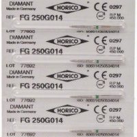 Rótulo de productos odontológicos personalizados de HORICO con código de barras y detalles técnicos.