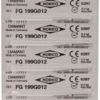 Tiras de amorfos de zirconio para odontología con marcas Horico y detalles del lote y referencia, ideales para restauraciones dentales personalizadas.