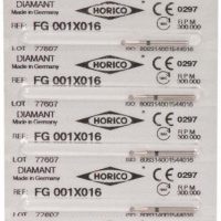 Fichero de etiquetas de productos odontológicos personalizados de HORICO con código QR y detalles técnicos.