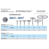 HO25414 Superficies de diamante para discos de corte de sierra, disponibles en varias medidas y grosores, ideales para uso odontológico y cerámico, fabricadas con precisión para cortes exactos y eficientes.