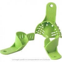 ML03068 Cubeta de limpieza dental de plástico verde para instrumentos odontológicos, con compartimentos y disyuntor para higiene dental profesional.