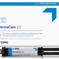 PermaCem 2.0, cemento de doble curado para odontología, en empaque de alta calidad para restauraciones y cementaciones precisas.