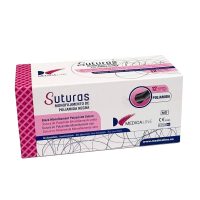 Suturas monofilamento de poliamida negra para uso odontológico, paquete con 12 unidades de suturas no absorbibles, ideales para procedimientos quirúrgicos en odontología.